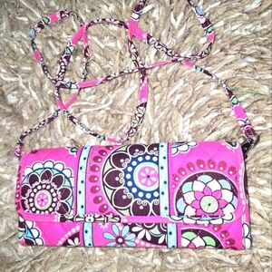Vera Bradley Women Multi-Color Floral Rectangular Wallet Crossbody Shoulder bag